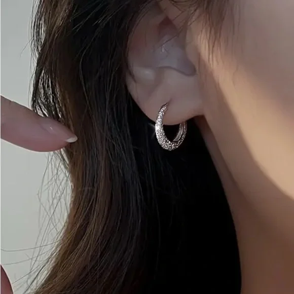 Sterling Silver Hoop Earrings - Picture 3 of 4